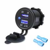 Dual Usb Çıkış 30V To 5V Su Geçirmez Çift Usb Çıkış Güç Kaynağı 12V/24V To 5V 1A 2.1A Otomobil Motosiklet Tekne Araç Şarj Cihazı Panel Tip Montaj Plastik Koruma Kapağı