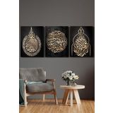 Dualar Ve Hadis 3 Parça Kanvas - Canvas Tablo, 45 x 65
