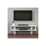 Duama TV Sehpası – Metal Ayaklı, Açık Raflı Tasarım, 120 cm, Beyaz