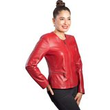 Duarte Hakiki Deri Kırmızı Kadın Mont - 5XL