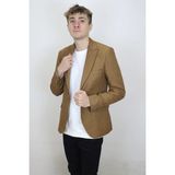 Duayen Fistan Store Erkek Camel Italyan Kesim Dar Kalıp Tek Düğme Yazlık Blazer Ceket - 52