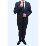 Duayen Fistan Store Erkek Ince Çizgili Italyan Kesim Dar Kalıp Jogger Pantolonlu Dar Paça Çift Düğmeli Yelekli Likralı Takım Elbise - Lacivert - 50 / 6