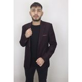 Duayen Fistan Store Erkek Italyan Kesim Dar Kalıp Tek Düğme Yazlık Blazer Ceket - Bordo - 46