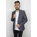 Duayen Fistan Store Erkek Italyan Kesim Dar Kalıp Tek Düğme Yazlık Blazer Ceket - Füme - 54