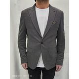 Duayen Fistan Store Erkek Siyah Desenli Italyan Kesim Dar Kalıp Tek Düğme Blazer Ceket - 52