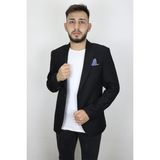 Duayen Fistan Store Erkek Siyah Düz Italyan Kesim Dar Kalıp Tek Düğme Blazer Ceket - 50