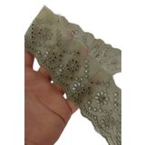 DUAYEN Fisto vintage kamuflaj yeşili dantel gülbahar kenar desen 2 metre