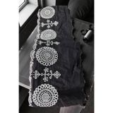 DUAYEN Fisto vintage siyah dantel geniş meziyet desen siyah vual üzeri beyaz iplik 1 metre
