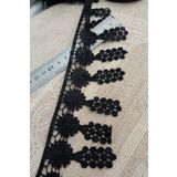 DUAYEN güpür dantel üzüm desen kenar 1 metre siyah renk