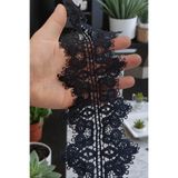DUAYEN Siyah Güpür Dantel Fisto Tekstil Aksesuarı divane ara desen 1 metre