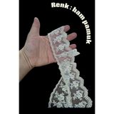 DUAYEN tül üzeri işleme güpür dantel fetih desen 1 metre (ham pamuk renk)