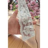 DUAYEN tül üzeri işleme güpür dantel muhteşem desen 1 metre (ham pamuk renk)