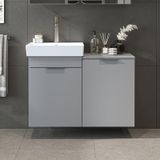Dubai Kapaklı Ve Sepetli 92.2 Cm Mdflam Banyo Dolabı, Lavabolu Banyo Alt Dolabı Kül Gri