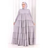 Dubai Katlı Salaş Elbise 6023 Gri