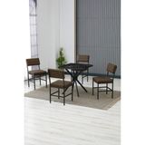 Dubai Modeli Kare Mutfak Masa Sandalye Takımı 4 Sandalye 1 Siyah Mermer Desen Masa 70X70 Keten Kumaş - Kahverengi - 70x70 cm