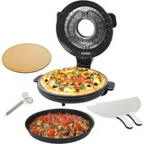 Dubbo 2000 W Camlı Pizza, Lahmacun Taş Fırın Siyah 40 cm Yuvarlak Doğal Taş ile Hızlı Pişirme