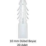 Dübel, 10 mm Beyaz Dübel, 20 Adet
