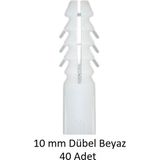Dübel, 10 mm Beyaz Dübel, 40 Adet