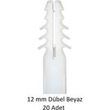 Dübel, 12 mm Beyaz Dübel, 20 Adet
