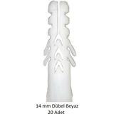 Dübel, 14 mm Beyaz Dübel, 20 Adet