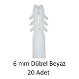 Dübel, 6 mm Beyaz Dübel, 20 Adet