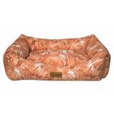 Dubex Makaron Yaprak Desenli Turuncu 95x70x22 cm Köpek Yatağı