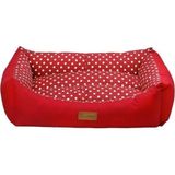 Dubex Tarte Kırmızı Benekli Dikdörtgen Small 50x38x19 cm Köpek Yatağı