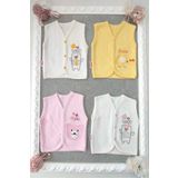 dubi baby kız bebek önden çıtçıtlı hayvan desenli 4'lü bebe kapitone yelek