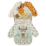 dubi baby Zürafa Ve Geyik Desen Kollu Cepli Bebek Mama Önlüğü