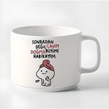 Duble Türk Kahvesi Fincanı & Espresso Harikayım MOTTO180 ml - Beyaz - 300 cc