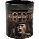 Dublemetre Atatürk Baskılı Kupa - Siyah - 325 ml