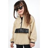 Dublino Kids Kız Çocuk Polar Dik Yaka Yarı Fermuarlı Sweatshirt Hırka Ceket - Bej - 9 Yaş