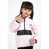 Dublino Kids Kız Çocuk Polar Dik Yaka Yarı Fermuarlı Sweatshirt Hırka Ceket - Toz Pembe - 6 Yaş