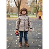 Dublino Kids Yeni Baskılı Su ve Rüzgar Geçirmez Kapüşonlu Erkek Çocuk Montu - Açık Kahverengi - 5 Yaş
