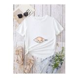 DUBU BUTİK Hamile Gebe T-shirt Bebek Fermuar Baskılı - Beyaz Bisiklet Yaka Oversize Tişört