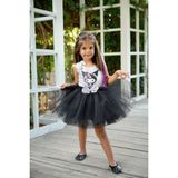 Duca Kids Işıltılı Askılı Body ve Kabarık Tütü Etek Ikili Takım-Kuromi Baskılı - 8 Yaş - Gümüş - Siyah