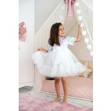DUCA KIDS Parıltılı Fiyonklu Beyaz Düşler Elbisesi