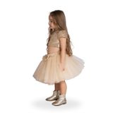 DUCA KIDS Parıltılı Pullu Crop Ve Kabarık Tütü Etek Ikili Takım Bej 7 Yaş