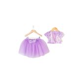 DUCA KIDS Parıltılı Pullu Crop Ve Kabarık Tütü Etek Ikili Takım Lila 4 Yaş