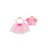 DUCA KIDS Parıltılı Pullu Crop Ve Kabarık Tütü Etek Ikili Takım Pembe 8 Yaş