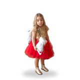DUCA KIDS Parıltılı Pullu Crop ve Kırmızı Renkli Kabarık Tütü Etek/Özel Yılbaşı Seti Gold-Kırmızı 6 Yaş