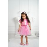 DUCA KIDS Parıltılı Pullu Crop Ve Yıldız Baskılı Tütü Etek Ikili Takım Pembe 3 Yaş