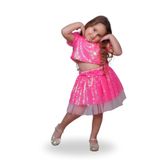 DUCA KIDS Parıltılı Pullu Etek ve Krop İkili Takım Pembe 3 Yaş