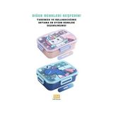 Duca Store 750ML Lunchbox Sevimli Dostlar Tek Katlı 3 Bölmeli Paslanmaz Çelik Sefer Tası Yemek Kutusu (Pembe Unicorn) - 0,5 x 7 cm