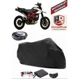 Ducati Hypermotard 1100 Evo Branda Siyah Arka Çanta Uyumlu(Topcase) Motosiket Brandası Motor Örtüsü Çadır Su Geçirmez Motosiklet Kılıfı Motor Brandası,lastikli,taşıma Torbalı