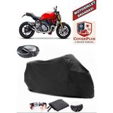 Ducati Monster 1200 Branda Siyah Arka Çanta Uyumlu(Topcase) Motosiket Brandası Motor Örtüsü Çadır Su Geçirmez Motosiklet Kılıfı Motor Brandası,lastikli,taşıma Torbalı