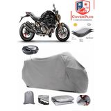 Ducati Monster 1200 S Branda Gri Arka Çanta Uyumlu(Topcase) Motosiket Brandası Motor Örtüsü Çadır Su Geçirmez Motosiklet Kılıfı Motor Brandası,lastikli,taşıma Torbalı