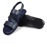 Ducavelli Roma Hakiki Deri Erkek Sandalet, Hakiki Deri Sandalet, Ortopedik Taban Sandalet, Hafif Deri Terlik - 45 - Lacivert