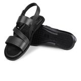 Ducavelli Roma Hakiki Deri Erkek Sandalet, Hakiki Deri Sandalet, Ortopedik Taban Sandalet, Hafif Deri Terlik - 45 - Siyah