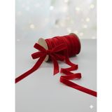 Duck Hoby 5 Metre Kadife Kurdele 1 cm Kadife Şerit - Yılbaşı Süsü Hediye Paketi Süsleme Kurdele Bohça, Nişan, Çeyiz, Nikah, Hediye, Şeker, Süsleme - Kırmızı